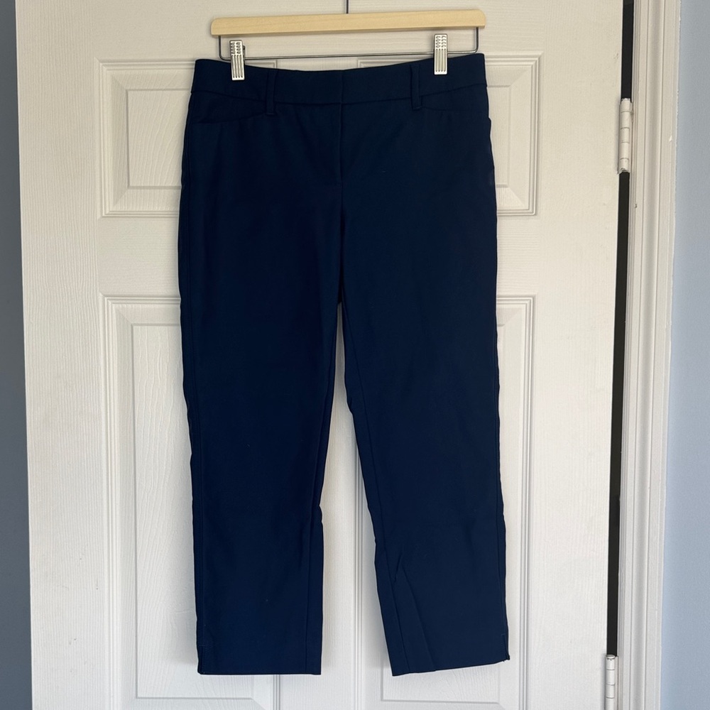 White House Black Market Navy Cropped Straight-Leg Pants